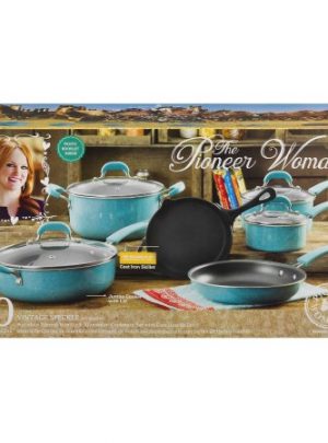 The Pioneer Woman Vintage Speckle 10-Piece Non-Stick Pre-Seasoned Cookware Set