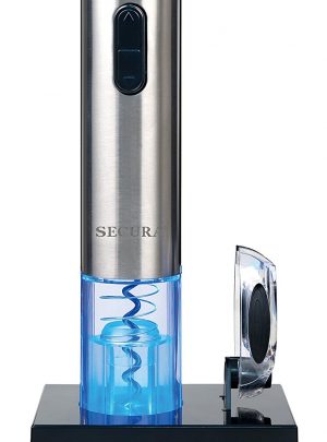 Secura Stainless Steel Electric Wine Opener Corkscrew Bottle Opener with Foil Cutter (Stainless Steel)
