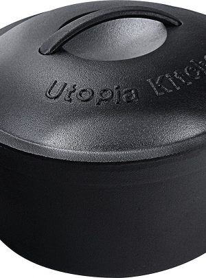 Utopia Kitchen Pre Seasoned Cast Iron Dutch Oven with Dual Handle and Cover Casserole Dish, 5 Quart